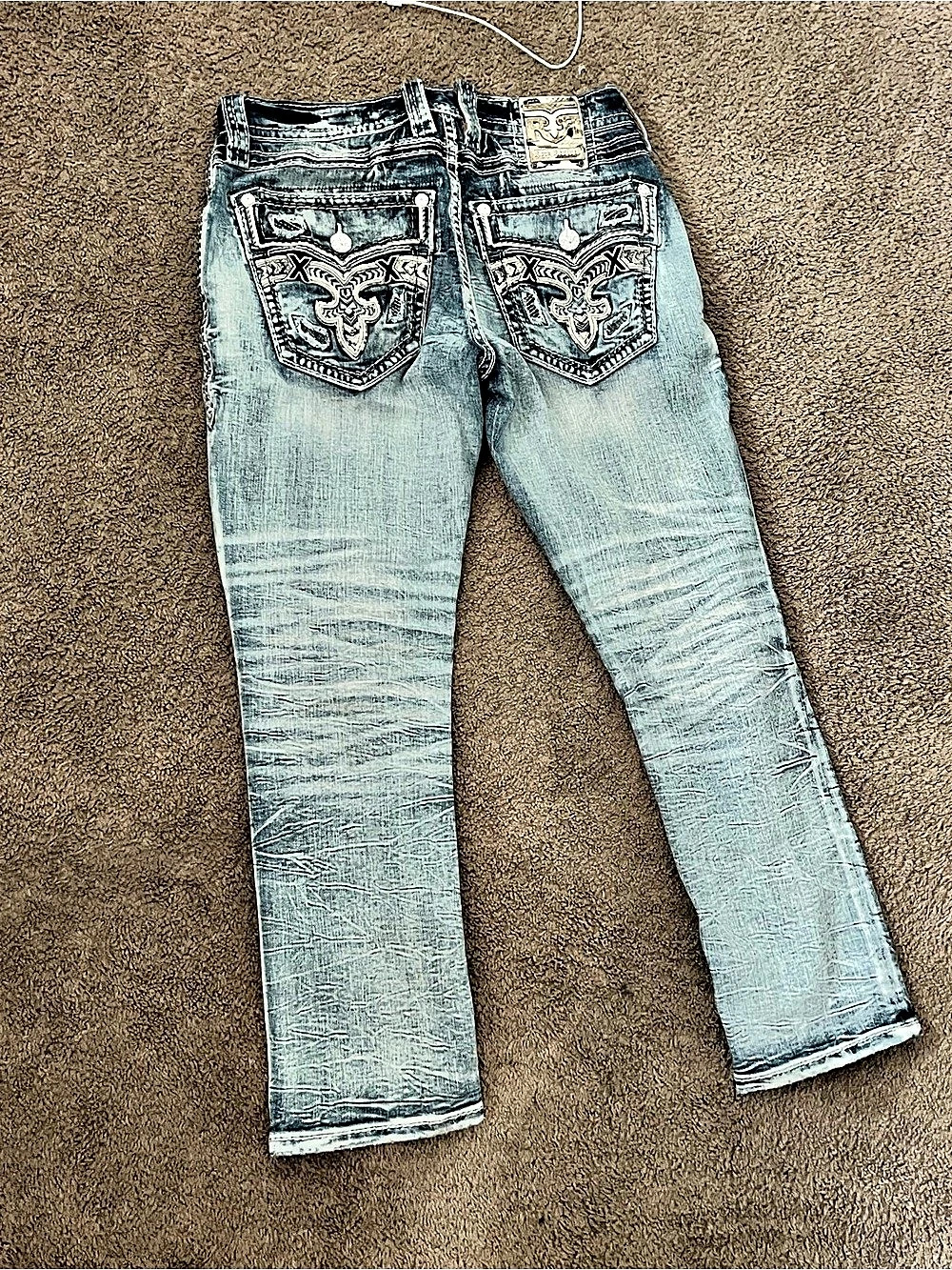 Rock Revival men Distressed Skinny Jeans Waist 34x33